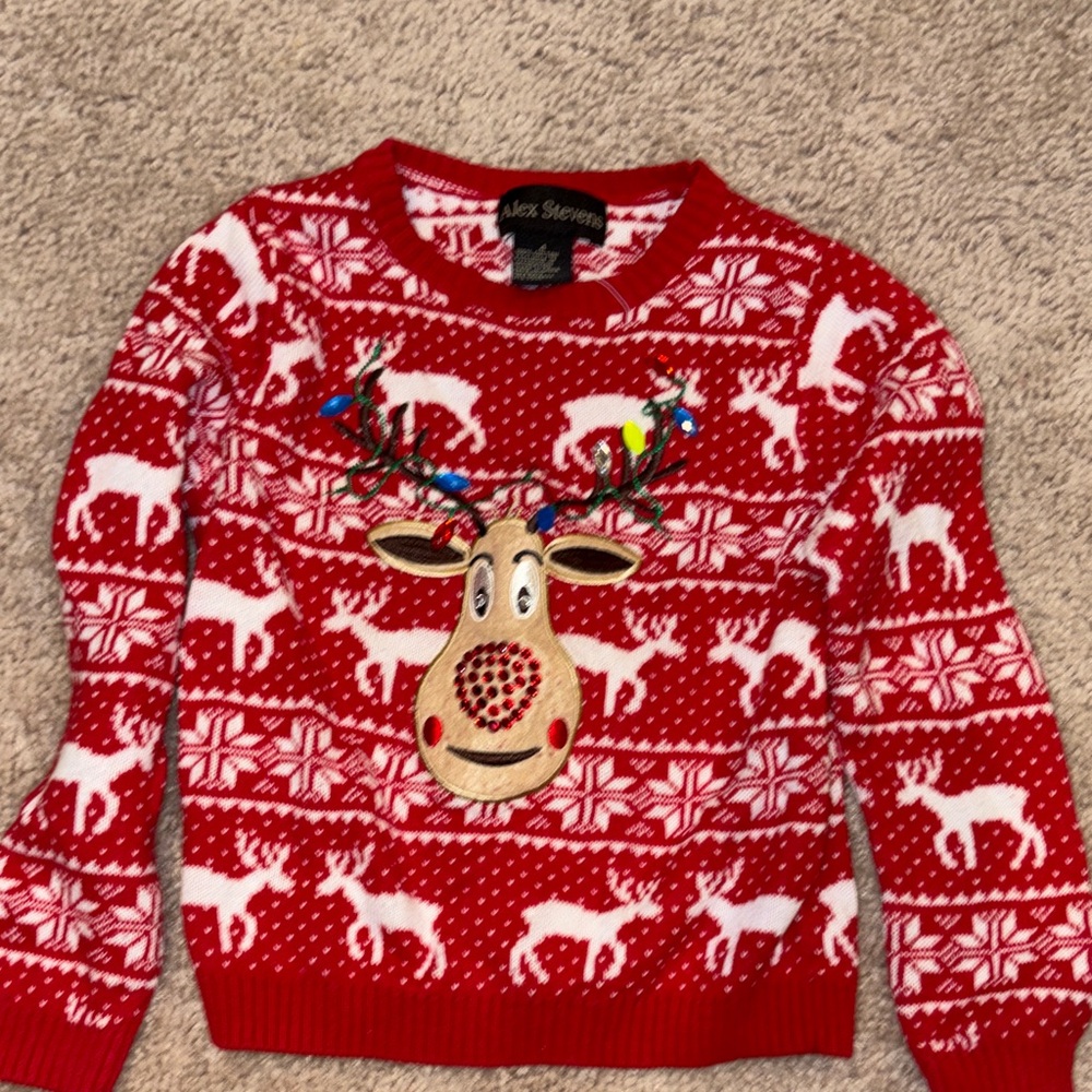 Alex Stevens Kids' Red Reindeer Holiday Sweater